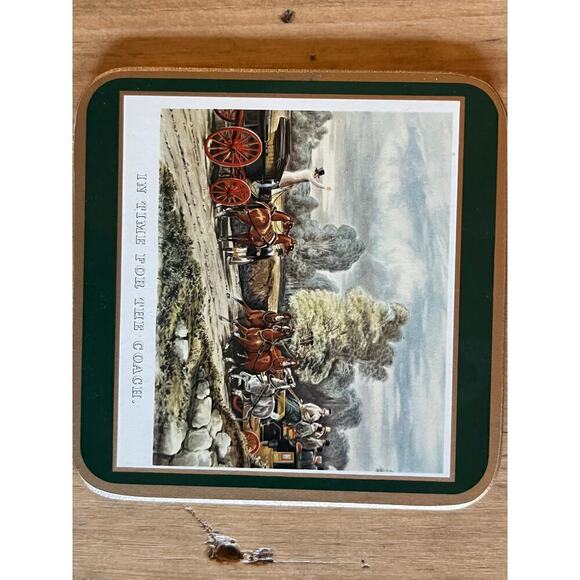 Set of 4 Vintage Pimpernel Corked Back Coasters. American West. Coach. English - Picture 6 of 9